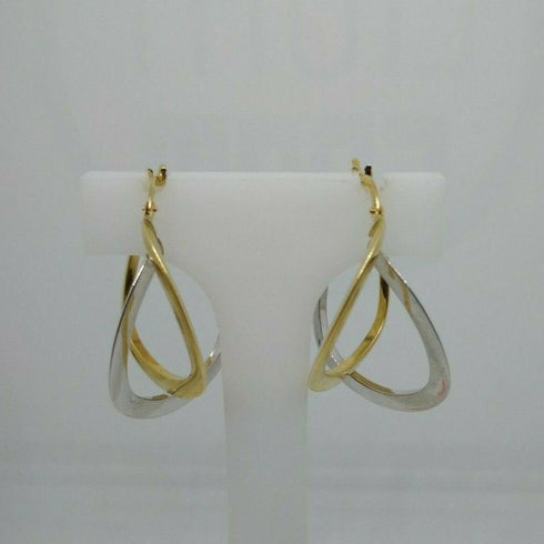 Orecchini oro 18 kt Donna doppio cerchio 2 colori 3,50 gr | Gioiellitosti.it